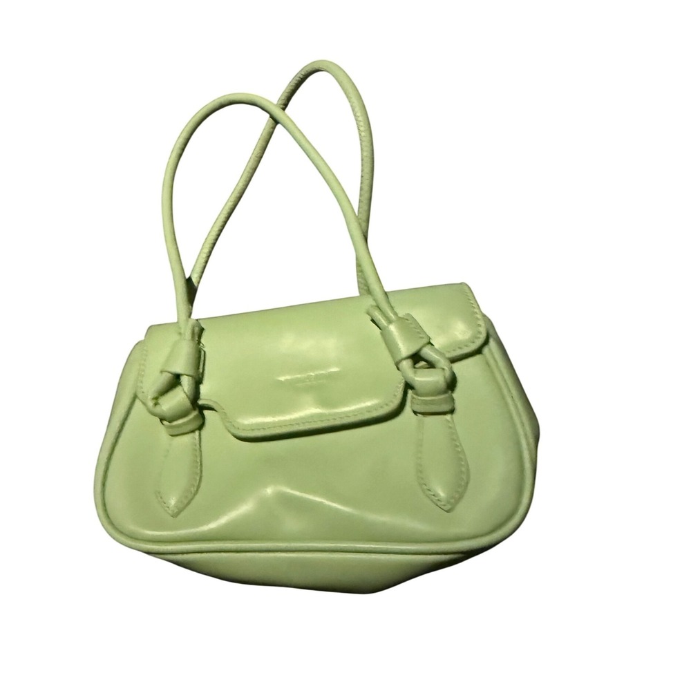 DFS & LEATHER Lime Green Faux Leather Knotted Shoulder Bag Small Minimalist